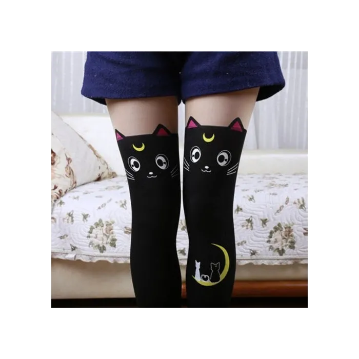Nylon knee socks - cat designClothing