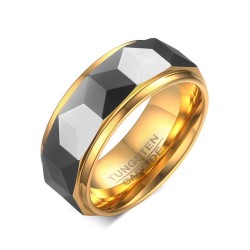 Tungsten carbide men's ring - gold-blackRings