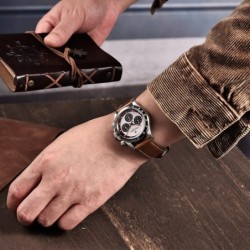Pagani Design - automatyczny zegarek kwarcowy - szafirowe szkło - chronograf - skóra - stal nierdzewnaZegarki