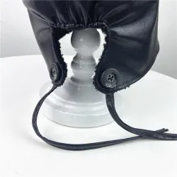 Czapka w stylu kubełka - ciepła zimowa skórzana czapka - koreański stylCzapki & Kapelusze