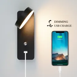 Kinkiet LED - ściemniany - obrotowa głowica - ładowanie USB - 9WKinkiety