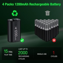 Zestaw baterii 4 x 1200 mAh - stacja ładująca USB - do kontrolera Xbox One X / S / Xbox EliteKontroler