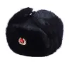 Męska czapka bomberka - czarna rosyjska uszanka - z nausznikami - futro / skóraCzapki