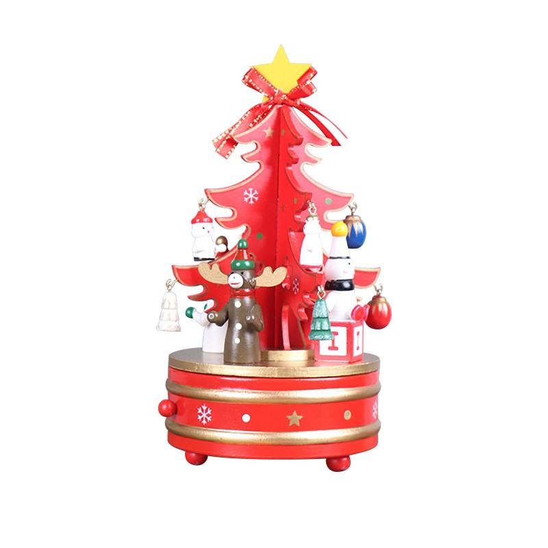 Drewniana obrotowa pozytywka - dekoracja świąteczna - kształt drzewkaŚwięta Bożego Narodzenia