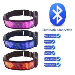 Cats / dogs collar - LED - Bluetooth - digital interactive scrolling lightCollar & Leads