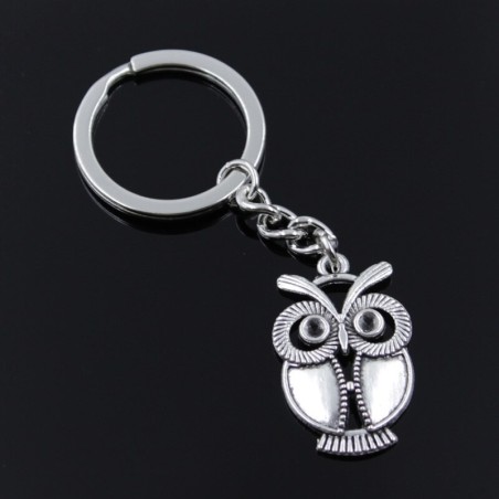 Vintage silver keychain - big eyes owlKeyrings