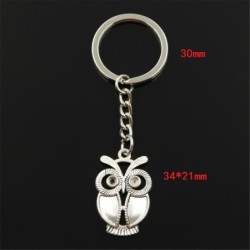 Vintage silver keychain - big eyes owlKeyrings