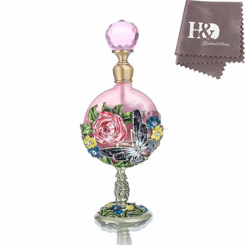 Vintage szklana butelka na perfumy - wzór różowych róż - 7 mlPerfumy