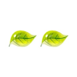 Małe kolczyki wkrętki z zielonymi listkami - posrebrzaneKolczyki