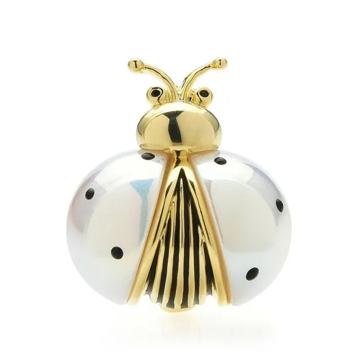 White / gold ladybug broochBrooches