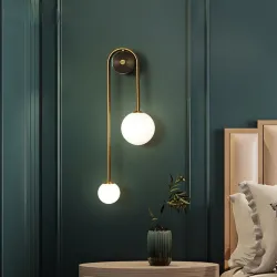 Nowoczesna lampa ścienna - podwójna szklana kula - złote żelazo - LED G9 - AC90-260VKinkiety