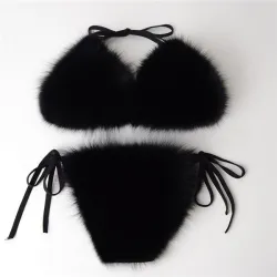 Seksowny komplet bikini - futro z lisaBielizna