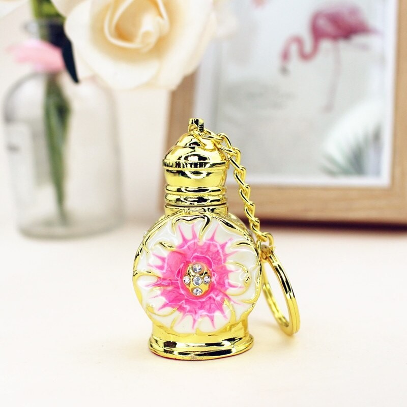 Vintage metalowa butelka na perfumy - szklany pojemnik - z zakraplaczem - brelok - 3mlBreloczki Do Kluczy