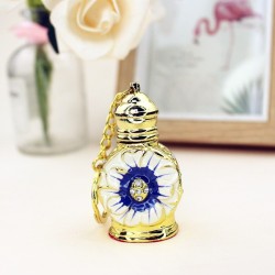 Vintage metalowa butelka na perfumy - szklany pojemnik - z zakraplaczem - brelok - 3mlBreloczki Do Kluczy