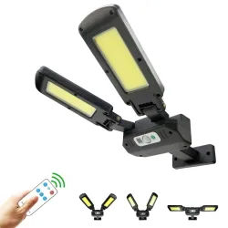 Solarne oświetlenie uliczne - lampa dwugłowicowa - czujnik ruchu PIR - wodoodporna - 200 COB - 3000mAhUlica