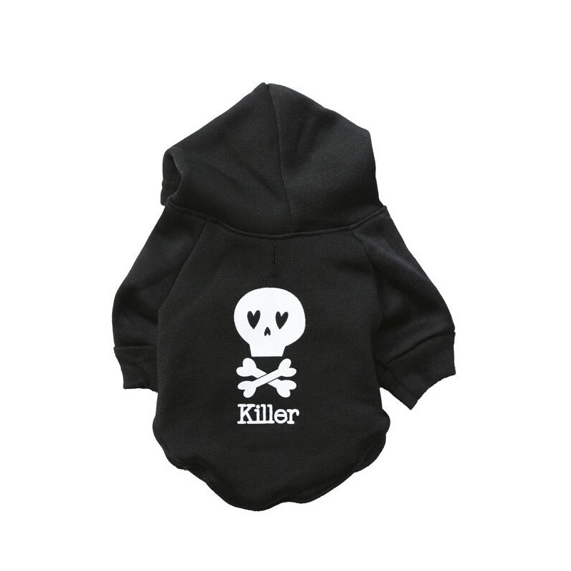 Ciepła bluza z kapturem - dla psów / kotów - z nadrukiem czaszki - napis KILLERKoty Ciepła bluza z kapturem - dla psów / kotów - z nadrukiem czaszki - napis KILLERKoty