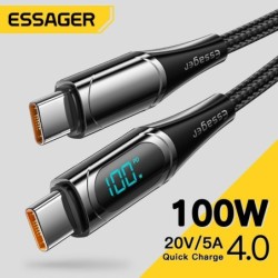 Essager - kabel USB typ C do USB C - szybkie ładowanie PD - z wyświetlaczem cyfrowym - 100W / 5AKable
