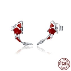 Red fish earrings - 925 sterling silverEarrings