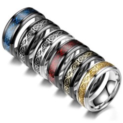 Elegancki pierścionek ze stali nierdzewnej - wzór smoka - unisexPierścionki