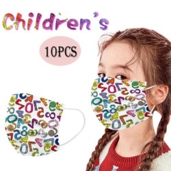 Maska ochronna na twarz / usta - 3-warstwowa - jednorazowa - nadruk kreskówkowy - dla dzieci - 10 sztukMaski na usta