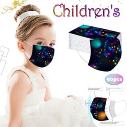 Maska ochronna na twarz/usta - jednorazowa - 3-warstwowa - z nadrukiem kolorowych gwiazdek - dla dzieci - 50 sztukMaski na usta