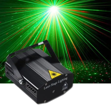 Mini laserowa lampa sceniczna - projektor - sterowanie głosem - stroboskop samobieżnyOświetlenie sceniczne i eventowe