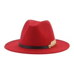 Elegant felt hat - with a decorative belt / golden leafHats & Caps