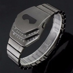 Modny czarny zegarek ze stali nierdzewnej - głowa węża - niebieska dioda LEDZegarki