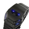 Modny czarny zegarek ze stali nierdzewnej - głowa węża - niebieska dioda LEDZegarki