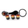Zawory do kół samochodowych - metalowe zaślepki - z kluczem - brelok - flaga niemieckaNakrętki zaworów