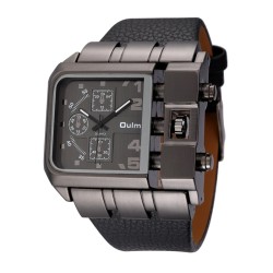 OULM 3364 - duży kwadratowy zegarek sportowy - kwarcowy - szeroki skórzany pasekZegarki