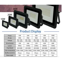 Naświetlacz LED - reflektor zewnętrzny - ultra cienki - wodoodporny - 220V / 110V - 10W - 20W - 30W - 50W - 100WReflektory