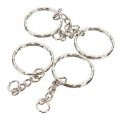 Srebrny metalowy brelok - puste kółko - z łańcuszkiem 55mm - 50 sztukBreloczki Do Kluczy