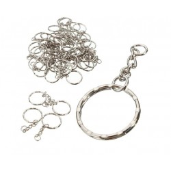 Srebrny metalowy brelok - puste kółko - z łańcuszkiem 55mm - 50 sztukBreloczki Do Kluczy