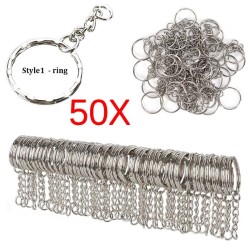 Srebrny metalowy brelok - puste kółko - z łańcuszkiem 55mm - 50 sztukBreloczki Do Kluczy