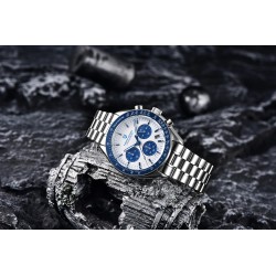 PAGANI DESIGN - zegarek kwarcowy ze stali nierdzewnej - wodoodporny - srebrny / białyZegarki