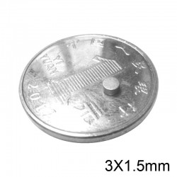 N52 - magnes neodymowy - mocny krążek - 3 * 1.5mm - 20 sztukN52