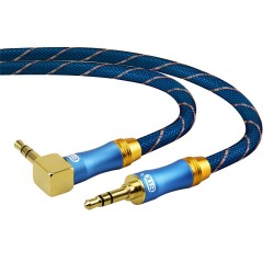 Kabel audio AUX jack 35 mm - męski do męskiego - 90 stopni - prawo kątnyKable