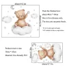 Cartoon wall sticker - kids bedroom wallpaper - bear / moon /clouds / starsWall stickers