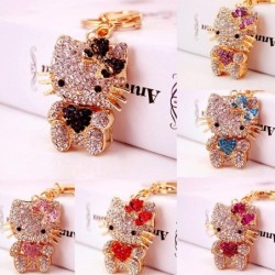 Crystal kitty - heart - bow - keychainKeyrings