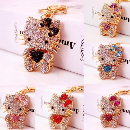 Crystal kitty - heart - bow - keychainKeyrings