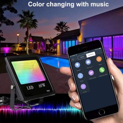 60W - Bluetooth - RGB - naświetlacz LED - zewnętrzny reflektor z muzykąReflektory