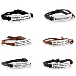 Leather bracelet - inspirational messages - unisexBracelets