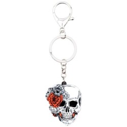 Halloweenowa czaszka z różami - akrylowy brelokBreloczki Do Kluczy