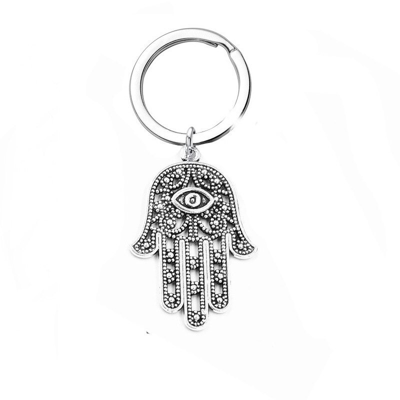 Ręka Chakra Hamsa / naturalny sześciokątny kamień - brelokBreloczki Do Kluczy