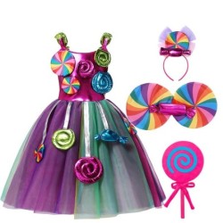 Sukienka księżniczka - lizaki / cukierki / kolory tęczy - kostium dla dziewczynkiKostiumy