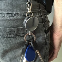 Retractable steel wire - elastic chain - stainless steel keychainKeyrings