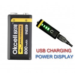 OKCELL - bateria litowa - ładowalna - USB - 9V - 800 mAhBaterii