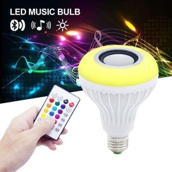 Inteligentna żarówka RGB / LED - ściemnialna - z głośnikiem Bluetooth - pilotem - E27 - 12WBluetooth Głośniki