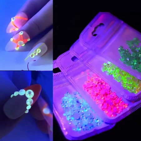 Luminous crystals - rhinestones nail decoration - mixed sizesNail polish